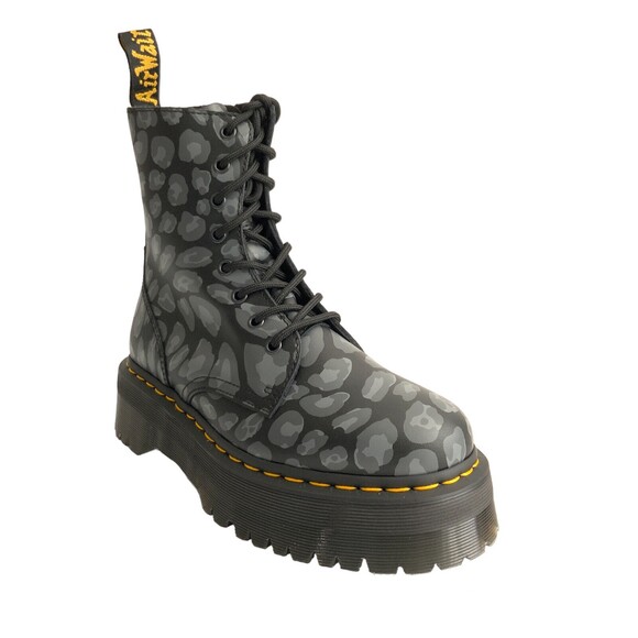 Dr Martens Quad Jadon Platform Boots Animal Print Black Gray 7